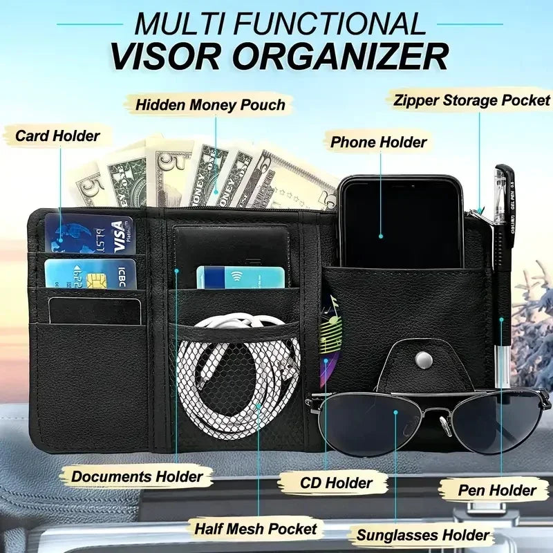 Sun Visor Organizer — Cards & Documents Holder